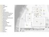 Grundriss Erdgeschoss: Das Gebäude ist windmühlenartig aufgebaut und definiert drei Aussenbereiche (1, 2, 11).